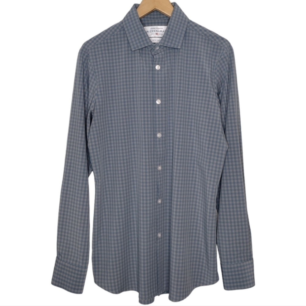 Mizzen+Main Leeward Men's Trim Fit Windowpane Long Sleeve Button Down Shirt Sz M